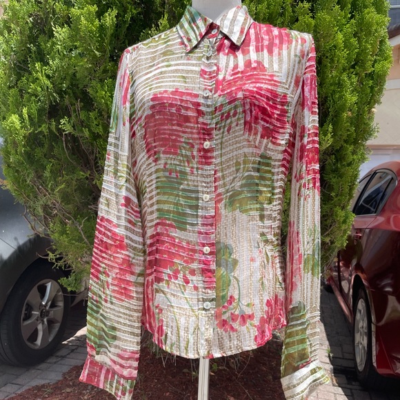 Dolce & Gabanna Silk Blend Long Sleeve Semi Sheer Top - Picture 4 of 7